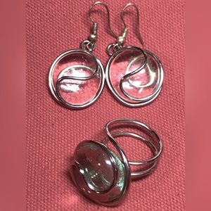 Glass Ring and Earrings set